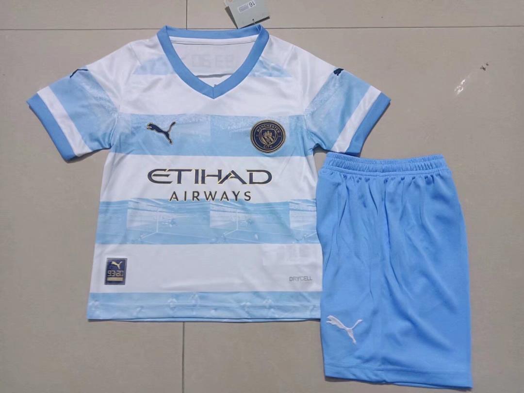 Kids-Manchester City 22/23 Special White/Blue Soccer Jersey